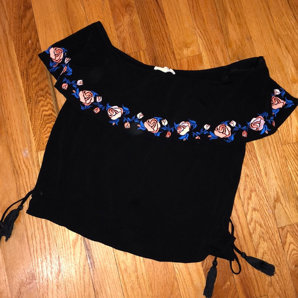 Embroidered off the shoulder top